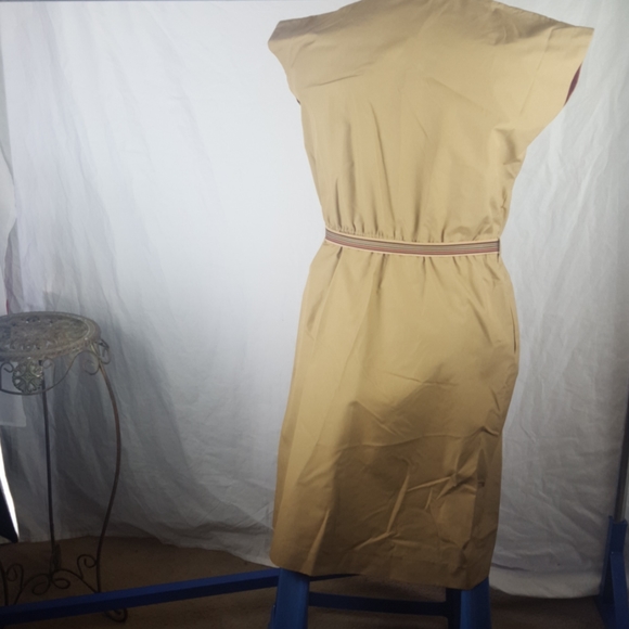 VTG BROWN TAN MIDI SLIP ON DRESS S/M - Picture 8 of 11